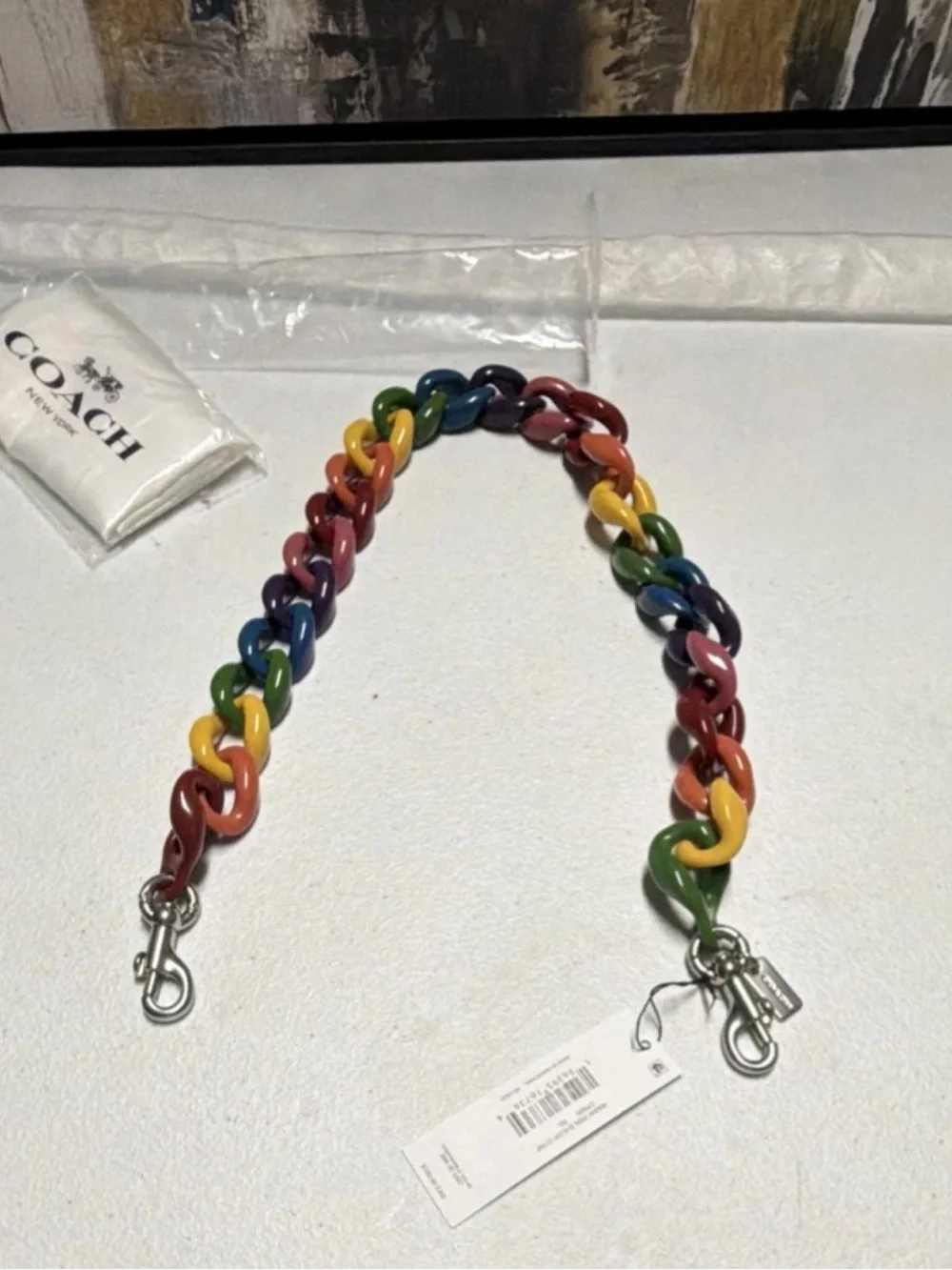 Coach Multicolor Rainbow Resin Link Strap with Silver Hardware - Picture 1 of 4